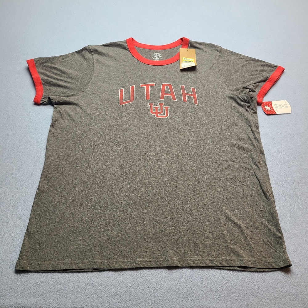 Rivalry Threads Utah Utes T-Shirt Mens XL Grey New Ringer Tee Distressed Logo